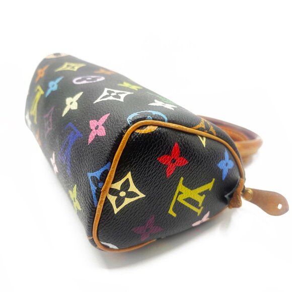 Authentic Louis Vuitton Multicolor Mini Speedy Monogram Nano Sac Bag HL Black - Picture 12 of 15